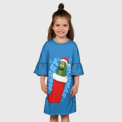 Платье клеш для девочки Новогодний Рик огурчик - Merry Rickmas, цвет: 3D-принт — фото 2