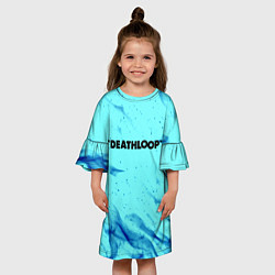 Платье клеш для девочки Deathloop neon flame, цвет: 3D-принт — фото 2