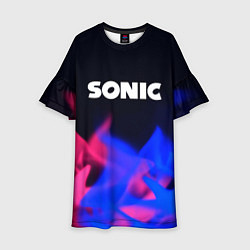 Платье клеш для девочки Sonic neon flame, цвет: 3D-принт