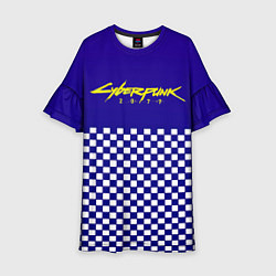 Платье клеш для девочки Cyberpunk 2077 клетка, цвет: 3D-принт