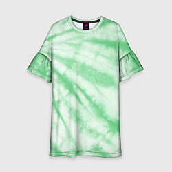 Платье клеш для девочки Салатовый тай дай, цвет: 3D-принт