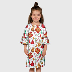 Платье клеш для девочки Новогодний паттерн 2025, цвет: 3D-принт — фото 2