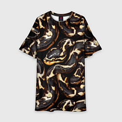 Платье клеш для девочки Змея черно-белая, цвет: 3D-принт