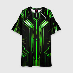 Детское платье Green stripes on a black background