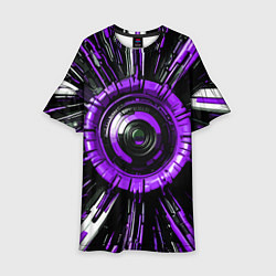 Платье клеш для девочки Чёрно-фиолетовая сфера киберпанк, цвет: 3D-принт