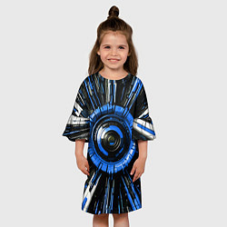 Платье клеш для девочки Чёрно-синяя сфера киберпанк, цвет: 3D-принт — фото 2