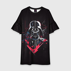Платье клеш для девочки Darth Vader on black, цвет: 3D-принт