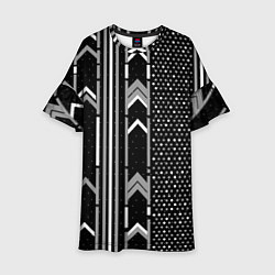 Платье клеш для девочки Закулисье чёрно-белое, цвет: 3D-принт