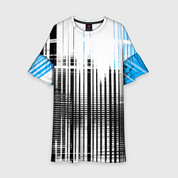 Платье клеш для девочки Сине-чёрный гранж на белом фоне, цвет: 3D-принт