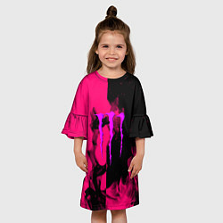 Платье клеш для девочки Monster energy fire pink, цвет: 3D-принт — фото 2