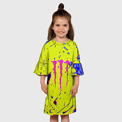 Платье клеш для девочки Monster energy краски, цвет: 3D-принт — фото 2