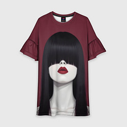 Платье клеш для девочки Поп арт девушка на бордовом, цвет: 3D-принт