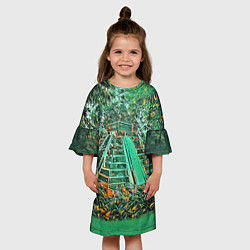 Платье клеш для девочки Башня в джунглях, цвет: 3D-принт — фото 2