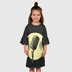 Платье клеш для девочки Микрофон на черном фоне, цвет: 3D-принт — фото 2