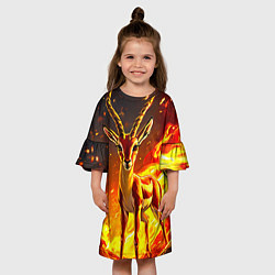 Платье клеш для девочки Газель в огне, цвет: 3D-принт — фото 2