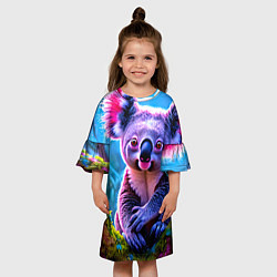 Платье клеш для девочки Коала на дереве, цвет: 3D-принт — фото 2