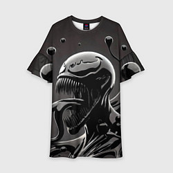 Платье клеш для девочки Веном - ядовитая слизь, цвет: 3D-принт