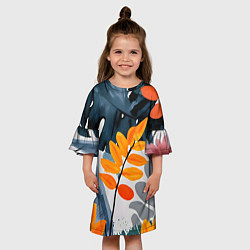 Платье клеш для девочки Контрастные листья, цвет: 3D-принт — фото 2