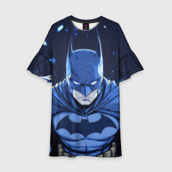 Платье клеш для девочки Бэтмен в синем цвете, цвет: 3D-принт