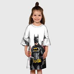 Платье клеш для девочки Бэтмен на фоне города, цвет: 3D-принт — фото 2
