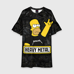 Платье клеш для девочки Heavy metal Гомер симпсон, цвет: 3D-принт