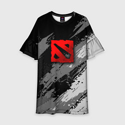 Платье клеш для девочки Dota 2 - монохромный серый, цвет: 3D-принт