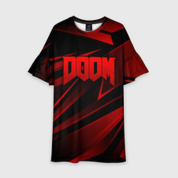 Платье клеш для девочки Doom - красная абстракция, цвет: 3D-принт