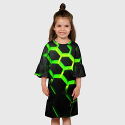 Платье клеш для девочки Neon Honeycombs 2, цвет: 3D-принт — фото 2