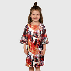 Платье клеш для девочки Огненные перья, цвет: 3D-принт — фото 2