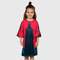 Платье клеш для девочки Фигура в чёрном, цвет: 3D-принт — фото 2