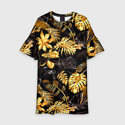 Платье клеш для девочки Золотые тропики, цвет: 3D-принт