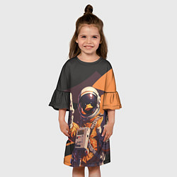 Платье клеш для девочки Птичий астронавт, цвет: 3D-принт — фото 2