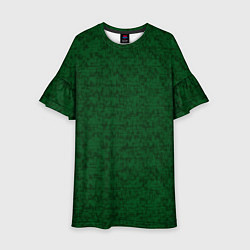 Платье клеш для девочки Тёмно-зелёный текстурированный, цвет: 3D-принт