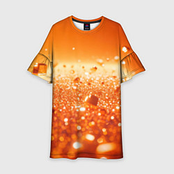 Платье клеш для девочки Оранжевые блестящие частицы текстура, цвет: 3D-принт
