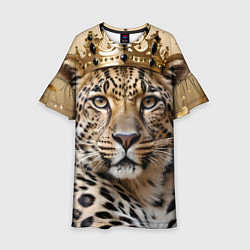 Платье клеш для девочки Королевский леопард, цвет: 3D-принт