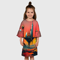 Платье клеш для девочки Абстракция в стиле сюрреализма, цвет: 3D-принт — фото 2