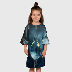 Платье клеш для девочки Люди в каплях, цвет: 3D-принт — фото 2