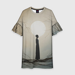 Платье клеш для девочки Минималистичный сюрреализм, цвет: 3D-принт