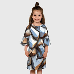 Платье клеш для девочки Каменно металлическая абстракция, цвет: 3D-принт — фото 2