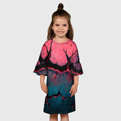 Платье клеш для девочки Объемные разломы текстура, цвет: 3D-принт — фото 2