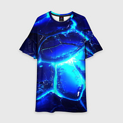 Платье клеш для девочки Синие плиты лед, цвет: 3D-принт
