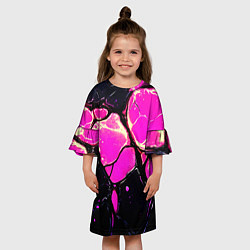 Платье клеш для девочки Розовые пятна в текстуре, цвет: 3D-принт — фото 2
