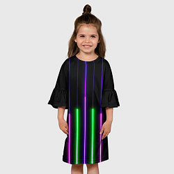 Платье клеш для девочки Color Purple green pink, цвет: 3D-принт — фото 2