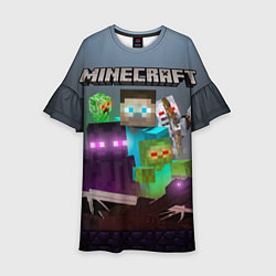 Платье клеш для девочки End and peace - Minecraft, цвет: 3D-принт
