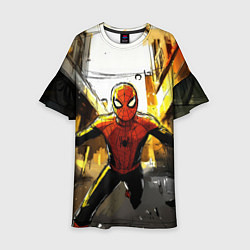 Платье клеш для девочки Бегущий человек - паук, цвет: 3D-принт