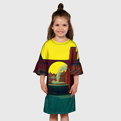 Платье клеш для девочки Арт с поездом, цвет: 3D-принт — фото 2