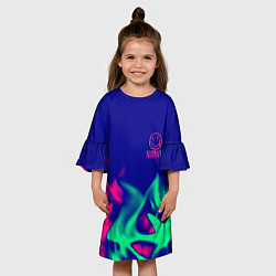 Платье клеш для девочки Nirvana fire neon, цвет: 3D-принт — фото 2