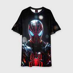 Платье клеш для девочки Спайдер-мен в мото костюме, цвет: 3D-принт