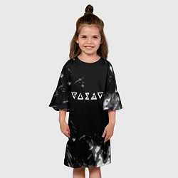 Платье клеш для девочки Ведьмак лого серые краски, цвет: 3D-принт — фото 2