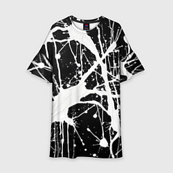 Платье клеш для девочки Брызги белой краски, цвет: 3D-принт